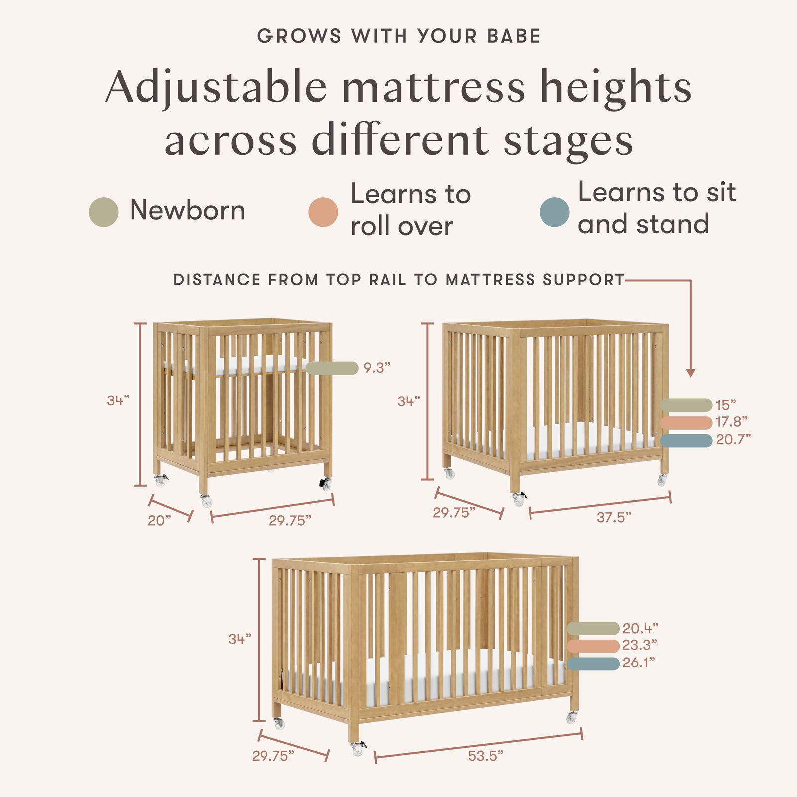 Rolli 9-in-1 Convertible Crib, Honey