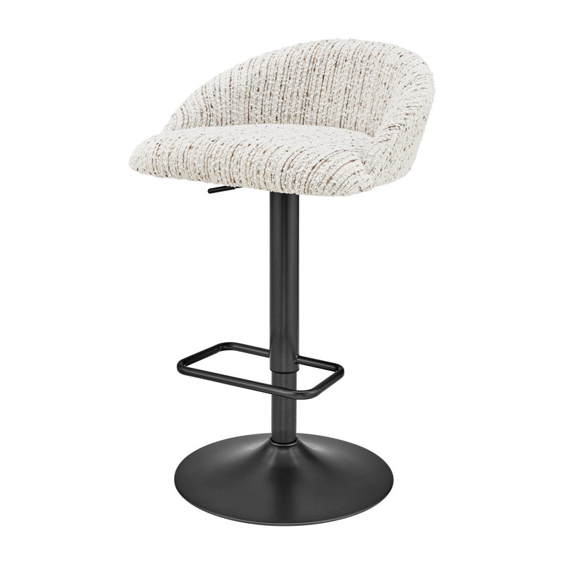 Felomina Fabric Gaslift Swivel Bar Stool, White