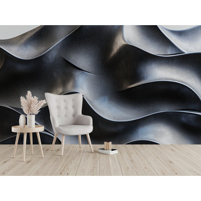 Papier peint noir liquide Wave