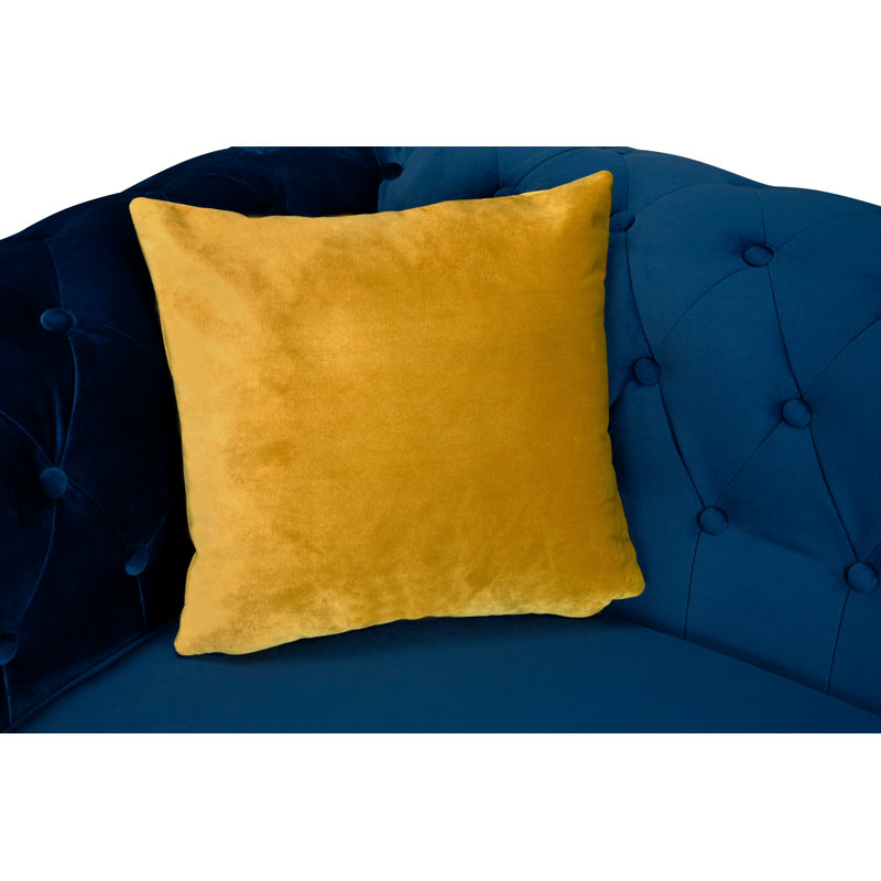 Frances 3 Seater Chesterfield Sofa Velvet, Navy Blue, 74cm H x 194cm W x 90cm D