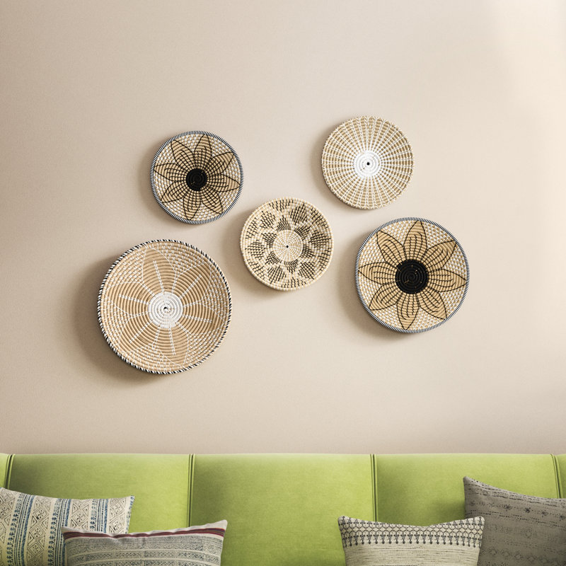 Boho Abstract Wall Decor on Seagrass