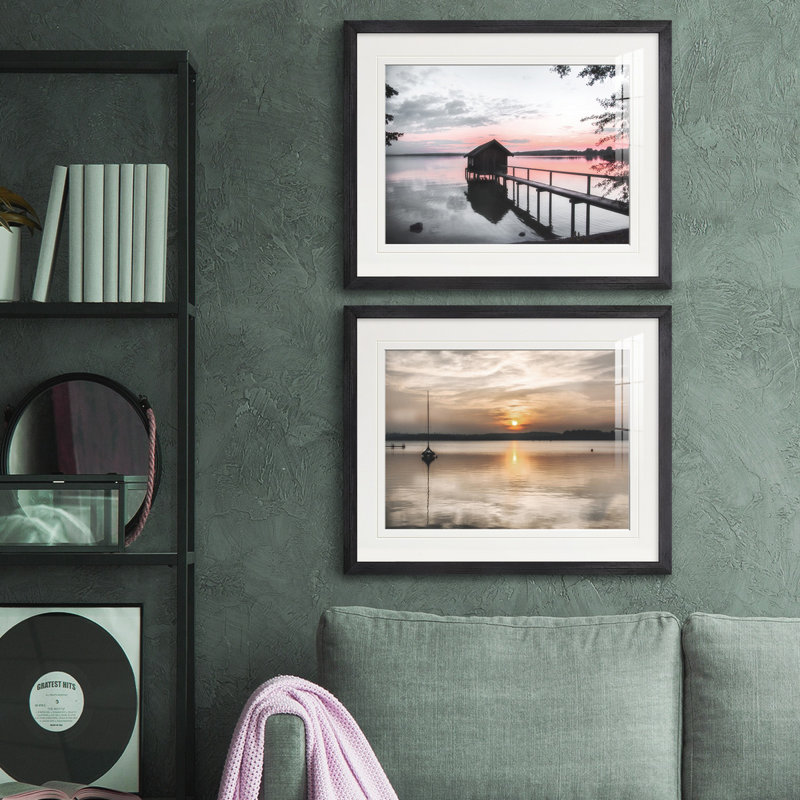 Reproduction de photo sur toile, Blanc mat, Papier avec cadre noir