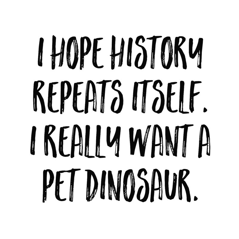«Pet Dinosaur», art textuel sur toile tendue, H 20 po x l 20 po