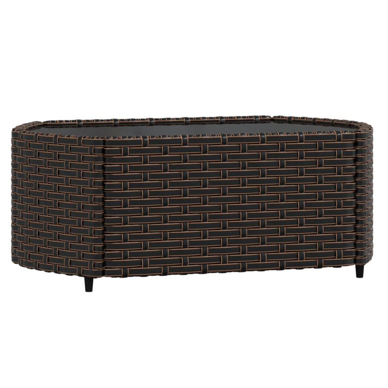 Lisvette Patio Furniture Set 4 Piece Modern Lounge Set with Cushions Poly Rattan, Brown Frame/Red Cushion