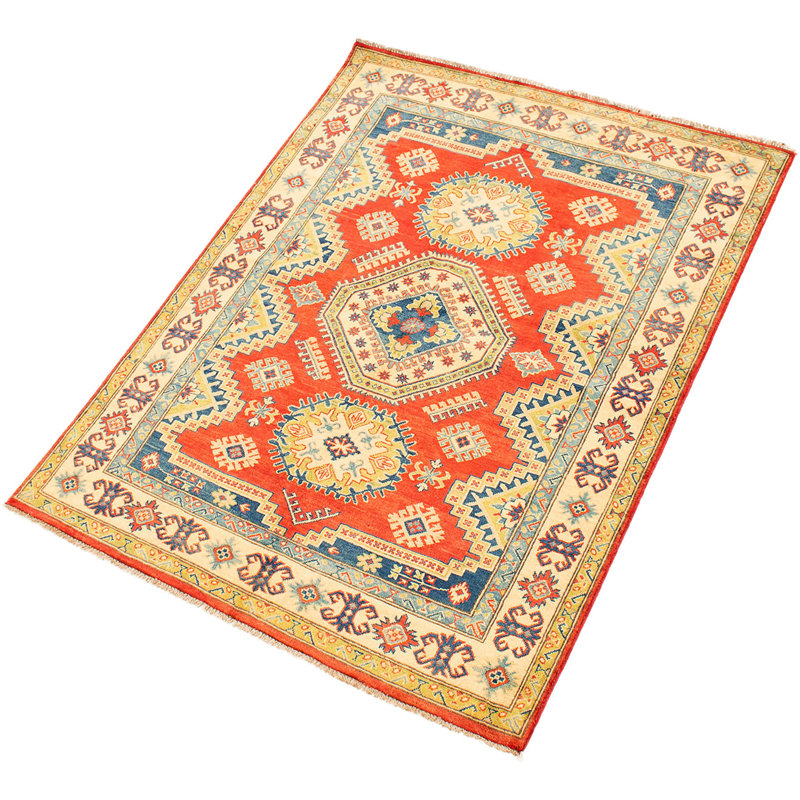 Tapis unique en laine noué à la main cuivre foncé des années 2010 4 pi 11 po x 6 pi 5 po Qaiden