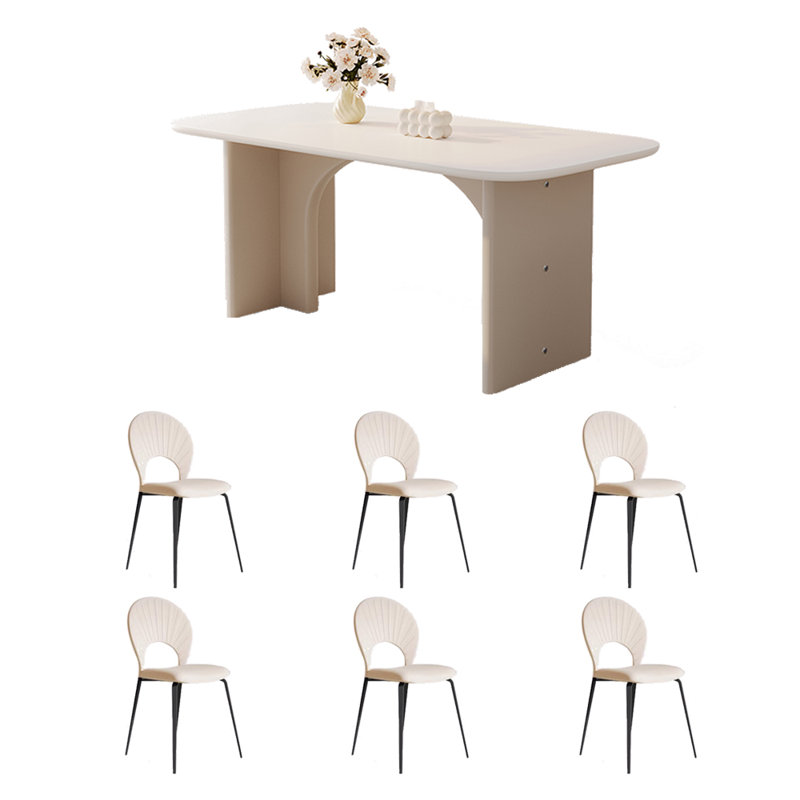 Combinaison table et chaises de style crème, Blanc, H 29,9 po x L 62,9 po x l 31,4 po
