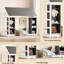 Lit en bois gris pour maison simple avec clôture, toit et armoire de rangement