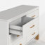 Commode double 6 tiroirs, pieds modernes en bois massif pour chambre d'enfant - Blanc-130491900