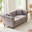 Canapé Chesterfield de 63,5 po au design moderne, canapé modulaire en velours pour le salon, capitonné à boutons avec accoudoirs cloutés avec 2 coussins, tissu rembourré et pieds en bois
