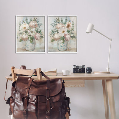 Assorted Country Blooms 2 Piece Framed Giclee Art Set, design by Nan