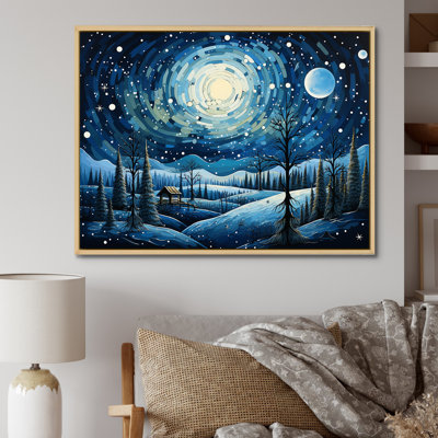 «Winter Christmas Landscape At Night - Winter Landscape», art mural