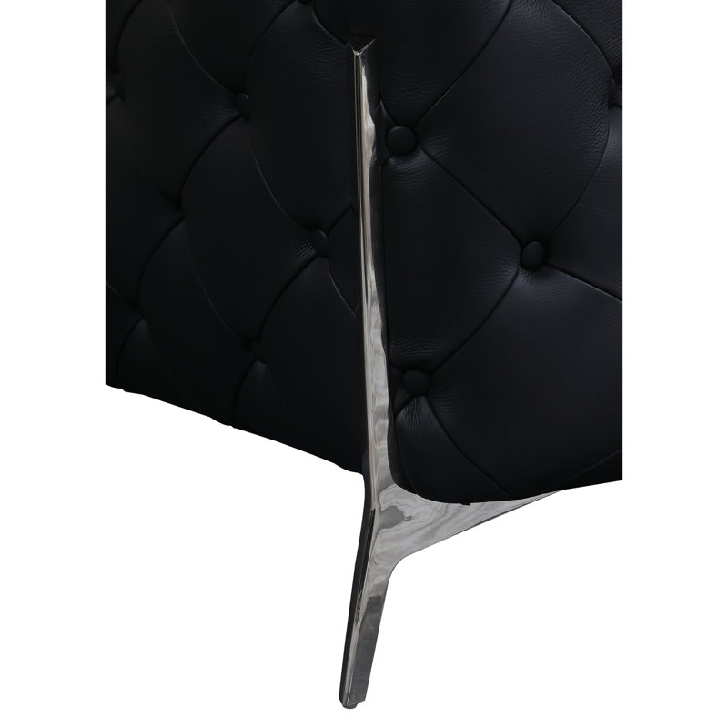 Cuir noir avec mousse confortable et pieds en acier inoxydable