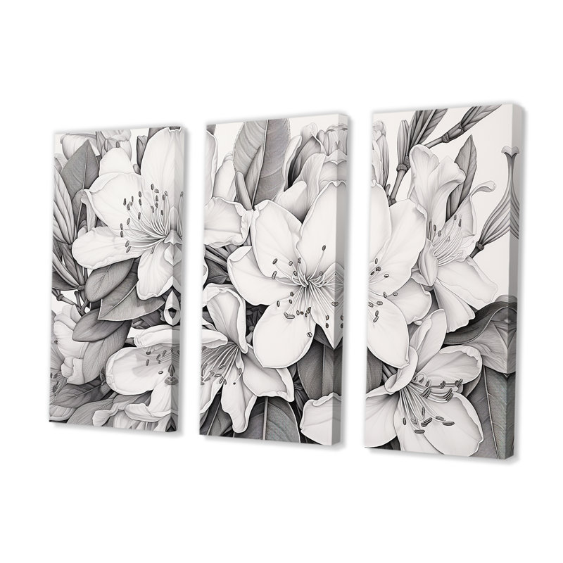 Ensemble de décorations murales rhododendron gris et poème gris II, H 28 po x l 36 po x P 1 po