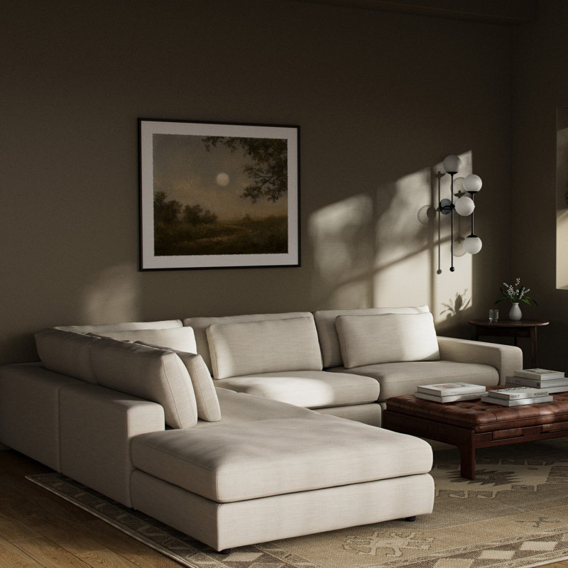 Bloor RAF modulaire 4 pièces avec repose-pieds parchemin Savoy, Mélange de polyester parchemin Savoy, Face à la gauche
