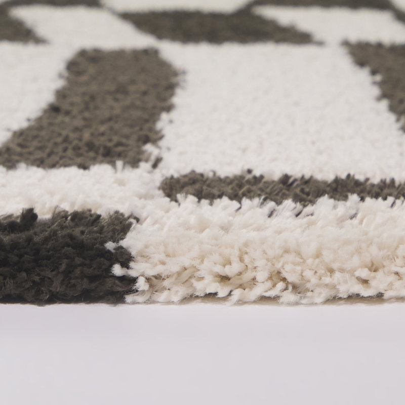 Parnassa Charcoal Modern Geometric Shag Area Rug, Rectangle 7'10" x 10'