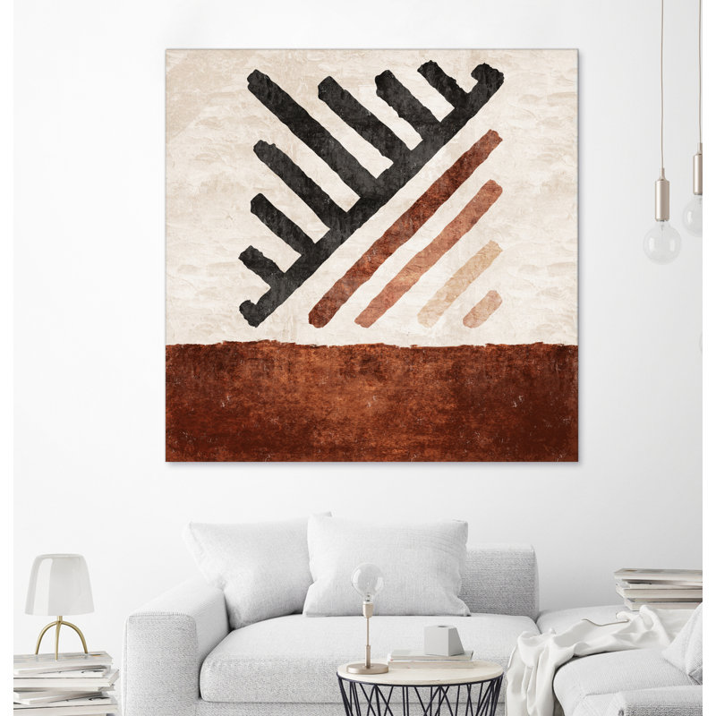 «Geometrik Cizgili Kilim Kiremit», reproduction d'art sur toile géante 72 po x 72 po, H 54 po x l 54 po
