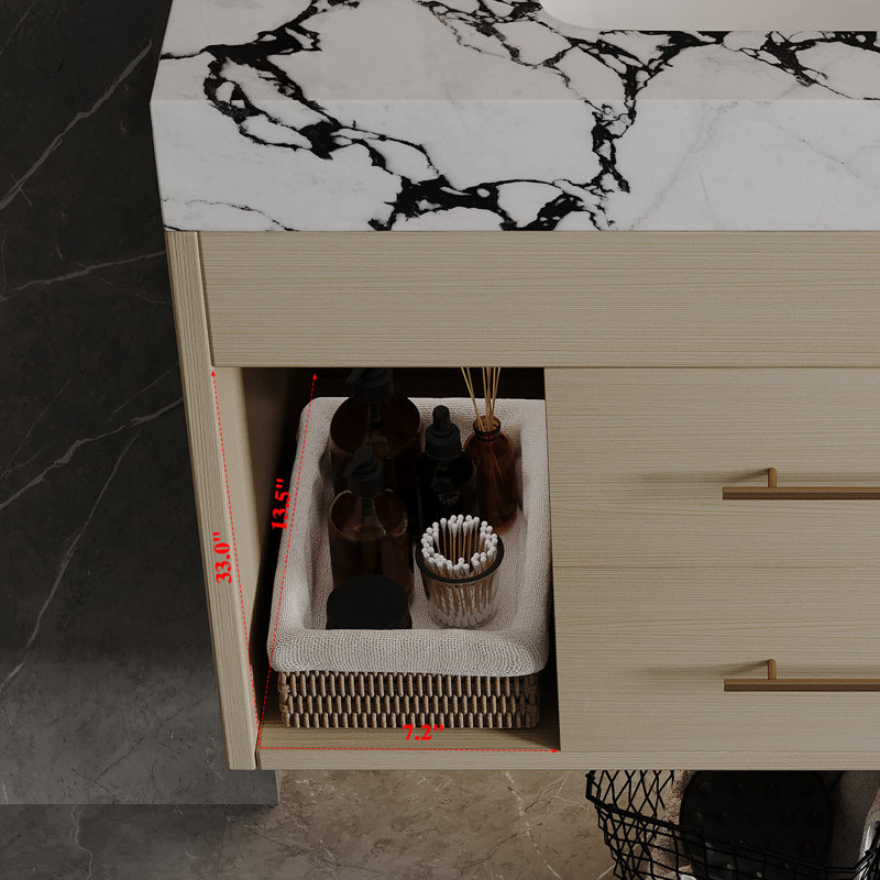 Meuble-lavabo flottant 30 po Mordern, Bois