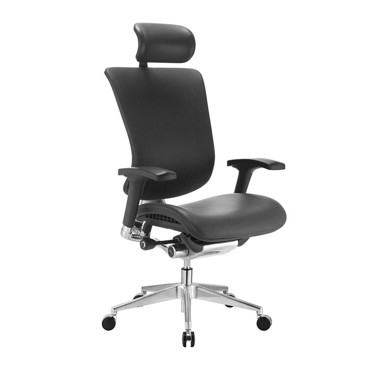 Ergonomic Executive Mesh Chair, Genuine Leather (Black) with