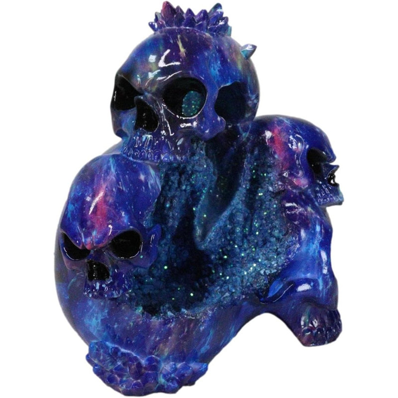Blue Gothic 3 Ghastly Skulls LED Death Mountain Cavern Backflow Incense Burner