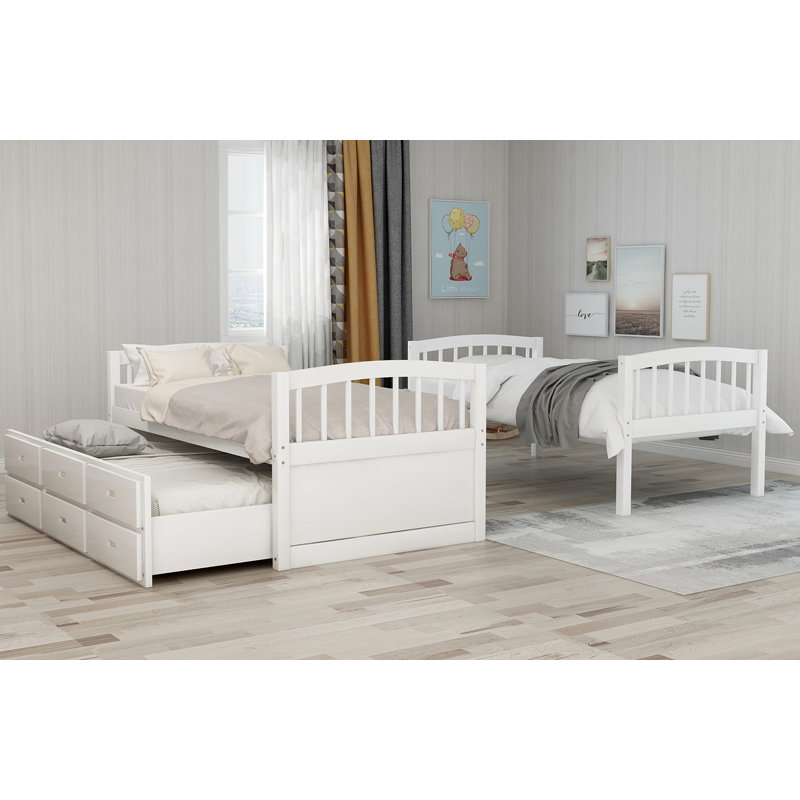 Lit superposé standard avec lit gigogne Anstus Mate's & Captain's, Blanc