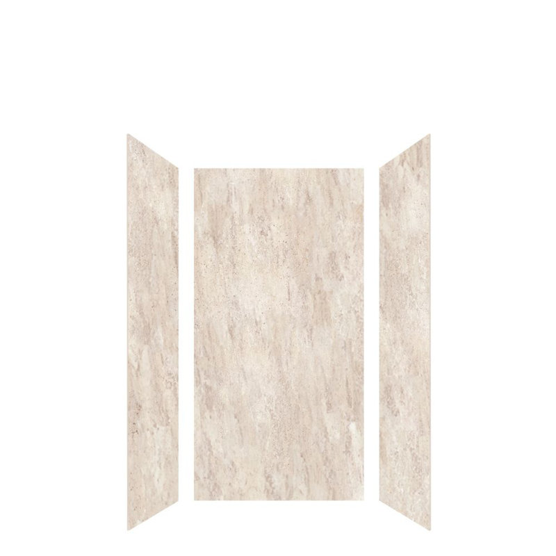 Transolid Lusso 36-in x 36-in x 72-in Glue to Wall 3-Piece Shower Wall Kit, Creme Carmel, 72" H x 36" W x 36" D, Creme Carmel