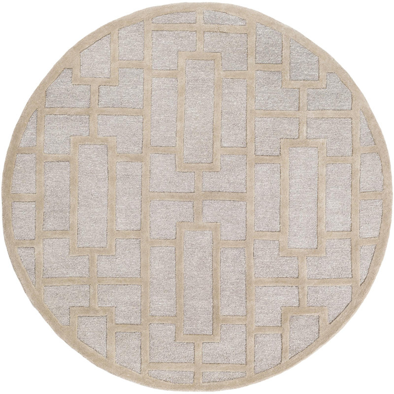 Perpetua Hand Tufted Wool Geometric Indoor Rug, Round 6'
