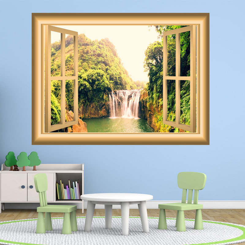 Adhésif décoratif cascade fenêtre 3D, H 36 po x l 46 po x P 0,01 po