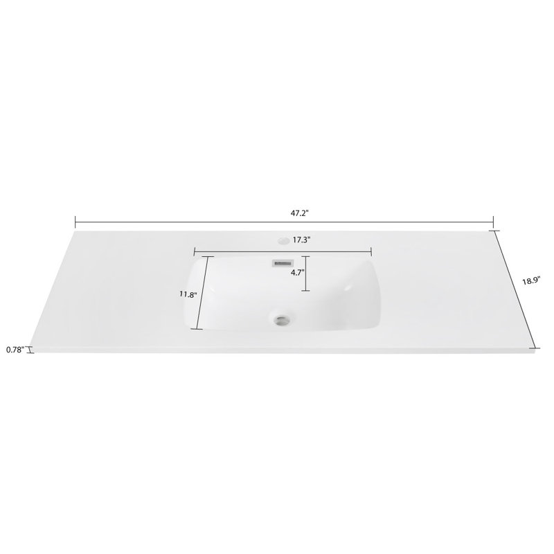 47.2" Solid Surface Resin Streamline Vanity Top