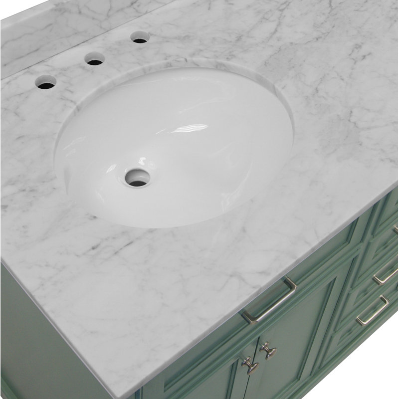 Ensemble de meuble-lavabo double 60 po Ronnie, Marbre de Carrare, Vert sauge