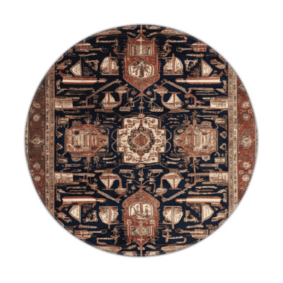Tapis d'intérieur et d'extérieur brun Persian