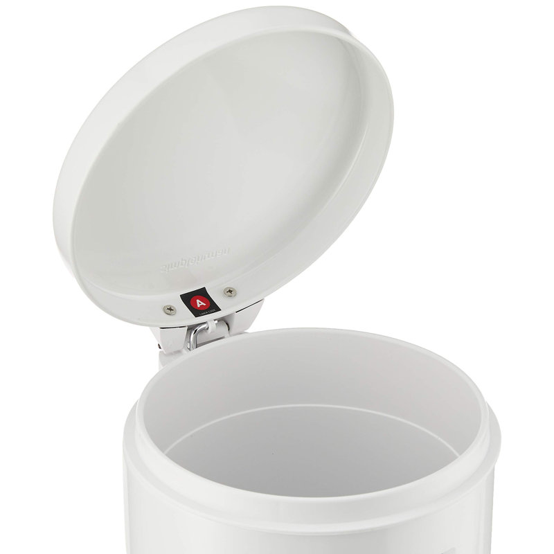 simplehuman 4.5 Liter / 1.2 Gallon Round Bathroom Step Trash Can, White Steel