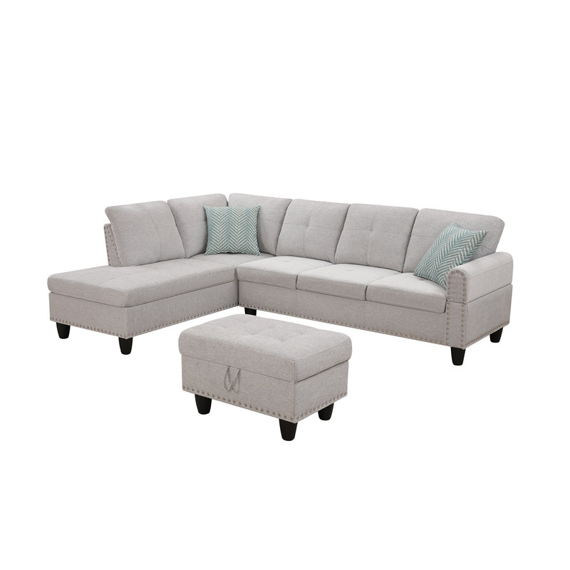 Canapé modulaire avec coussins décoratifs gris clair