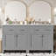 Armoire de salle de bain grise 60 po avec lavabo double, tiroir et rangement réglable-110263436-110263438