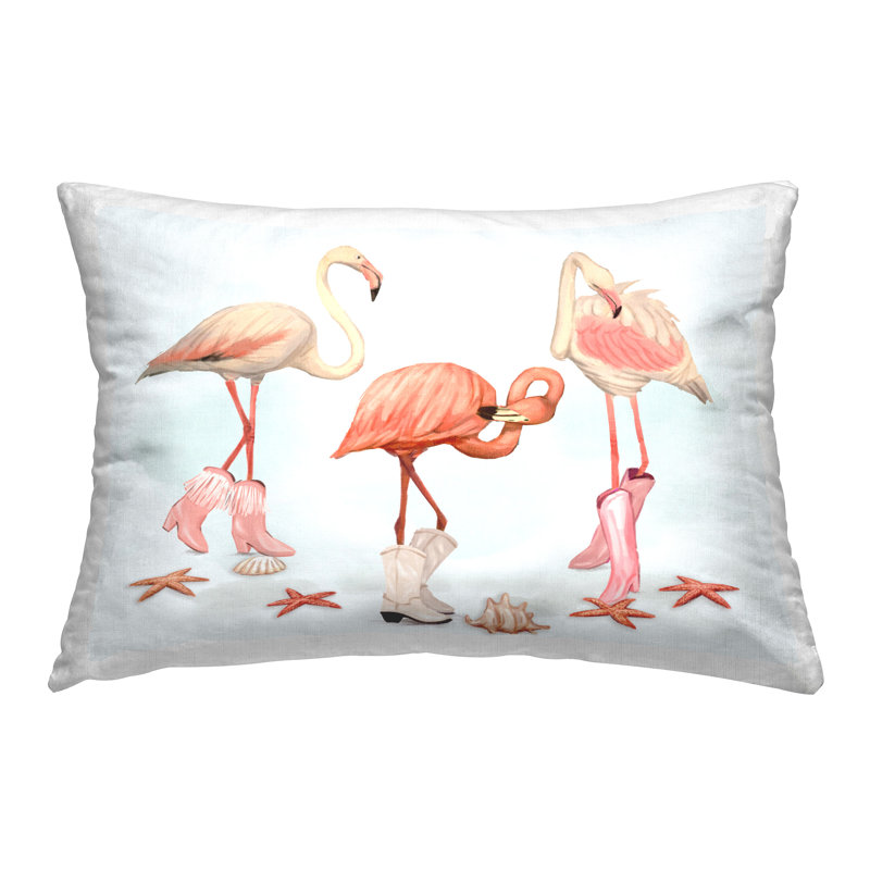 Coussin décoratif à imprimé flamants de bord de mer par Ziwei Li