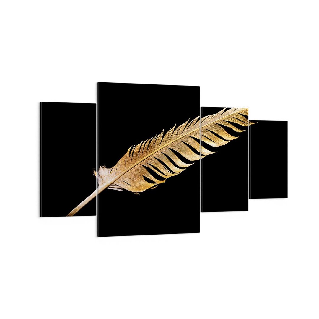 4-tlg. Leinwandbilder-Set Golden Feather Black