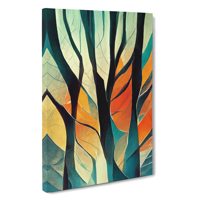 The Abstract Trees No.3 - Wall Art, Wrapped Canvas, 50cm H x 35cm W, No Matte