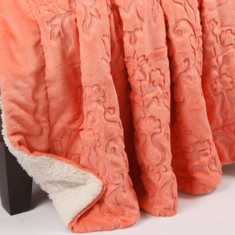 Couverture en fausse fourrure, Corail épicé, l 60 po x L 80 po