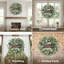 Couronne d'eucalyptus avec signe de bienvenue - Vert - Couronne artificielle avec baies pour la porte d'entrée, le mur, la fenêtre, le porche, le patio ou le jardin