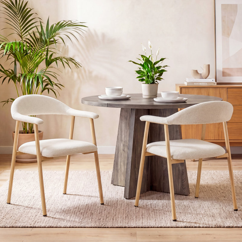  Modern Upholstered Kitchen Dining Chairs, Beige, 2