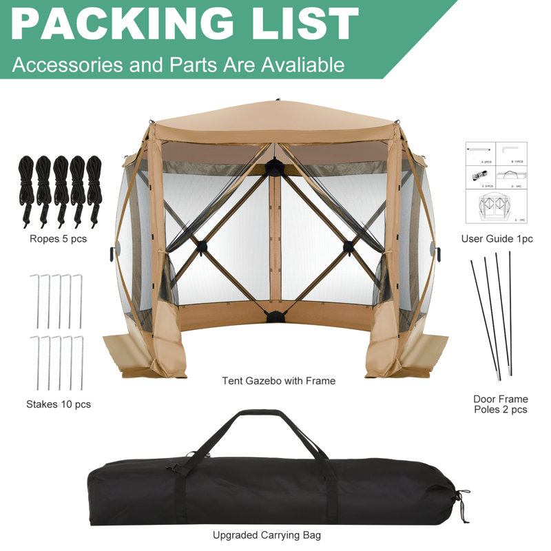 10FTx10FT Screen Room with Mosquito Netting, Khaki