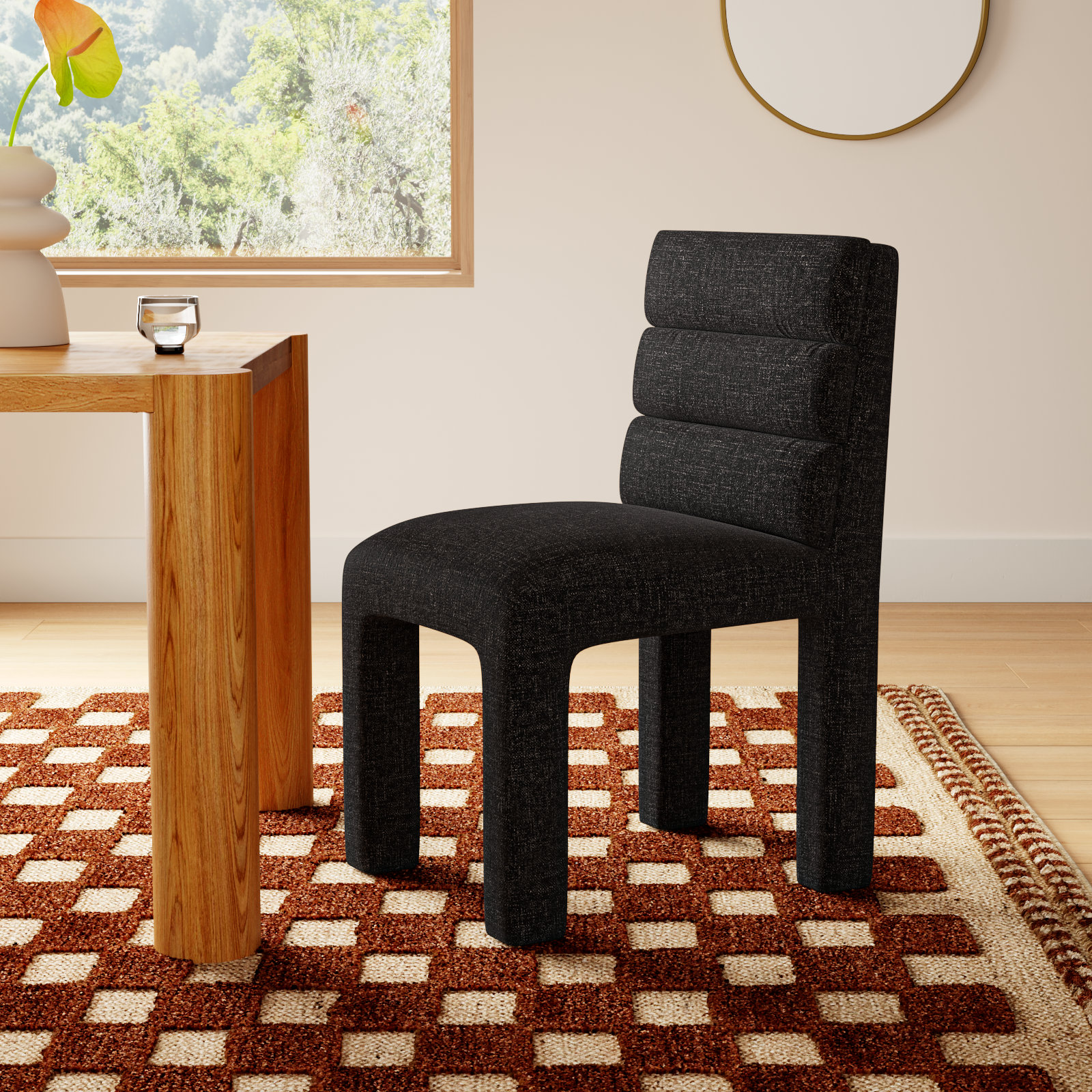Shepha Dining Chair, Black Linen