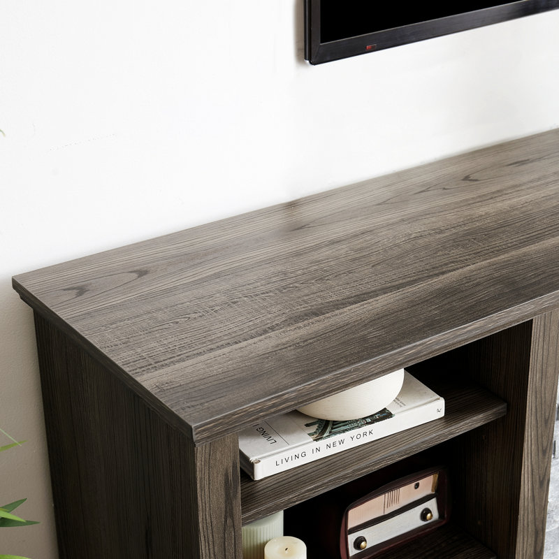 Meuble télé, meuble de rangement avec foyer encastré de 23 po, Gris
