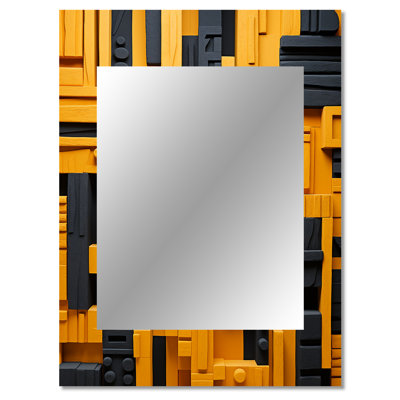 Yellow Ndebele Tribal Patterns - African Tribal Decorative Mirror, Global Wall Mirror, Printed Metal Art