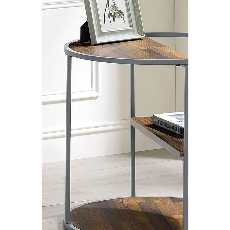 Table de bout de style industriel unique à 1 demi-tablette avec trois tablettes et cadre thermolaqué - non incluse