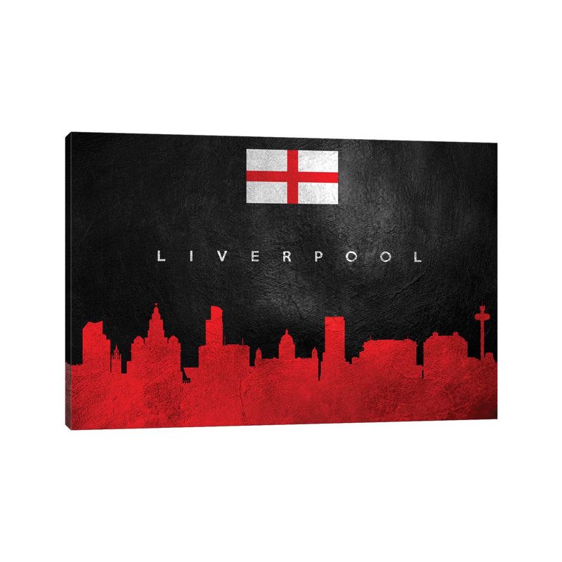 «Manchester City Skyline» par Adrian Baldovino, impression sur toile tendue, H 12 po x l 18 po x 1,5 po