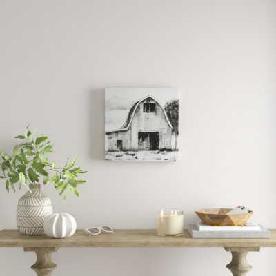 Black And White Barn II - Matted and Framed Under Glass, Large Living Room Wall Art