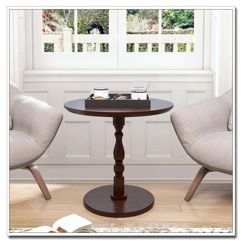 23'' Walnut Brown Accent Round Table