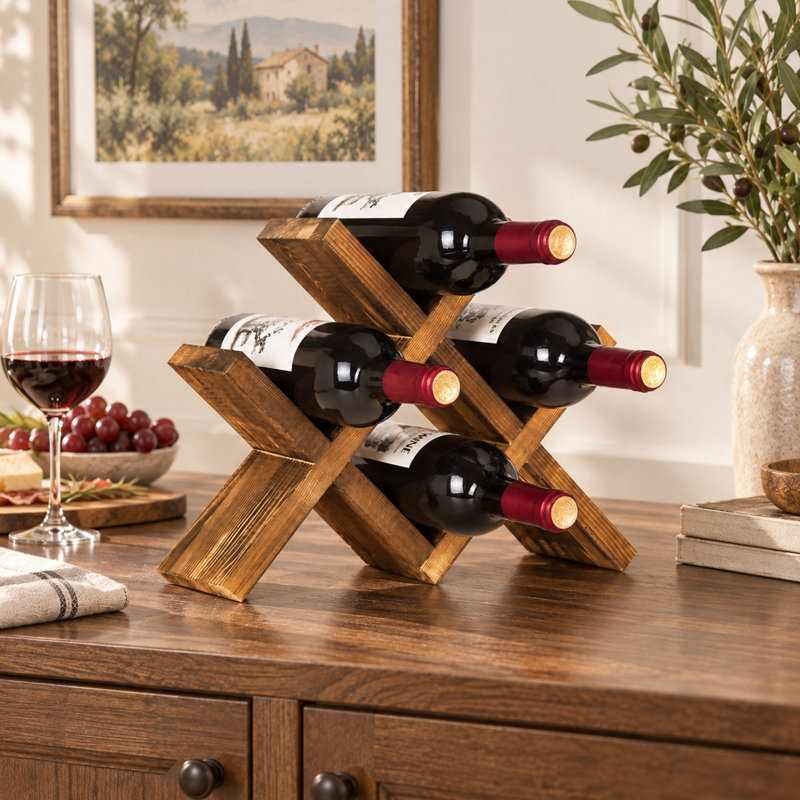 4 - Bottle Wine Bottle Rack in Brown