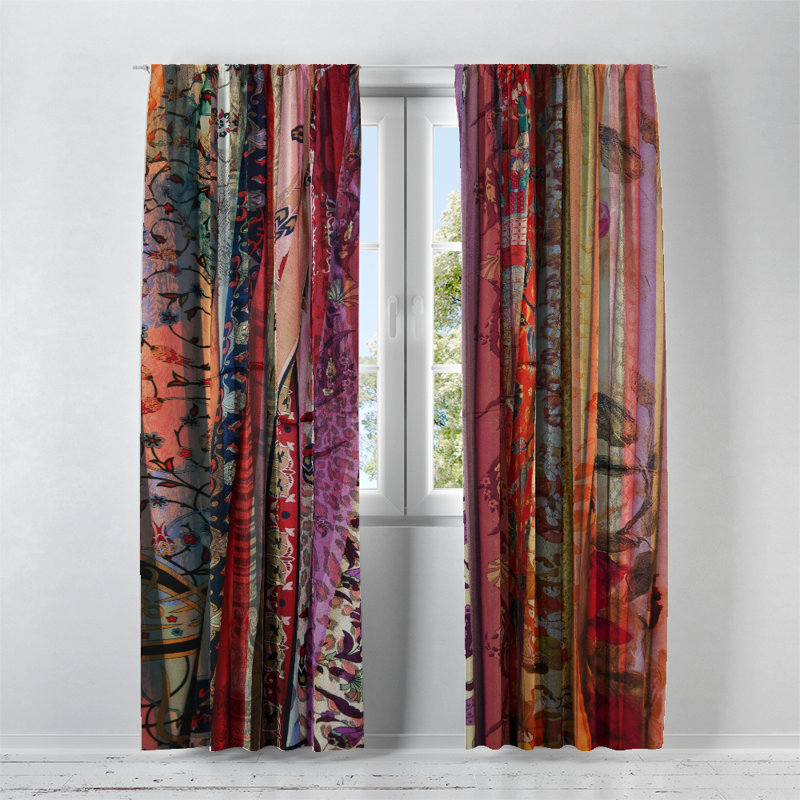 Panneaux de rideaux semi-transparents à motif floral, l 20 po x L 61 po