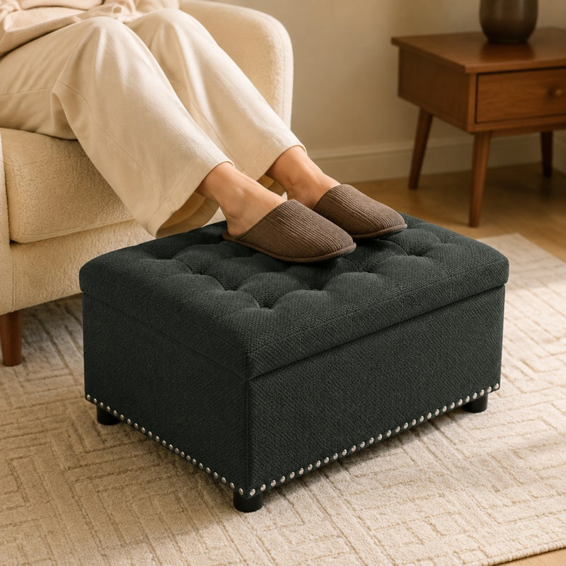 Repose-pieds avec rangement, repose-pieds capitonné, Dark grey